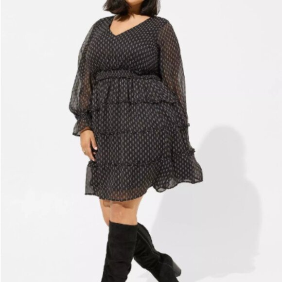 Torrid Mini Lurex Chiffon Tiered Dress - Picture 1 of 8